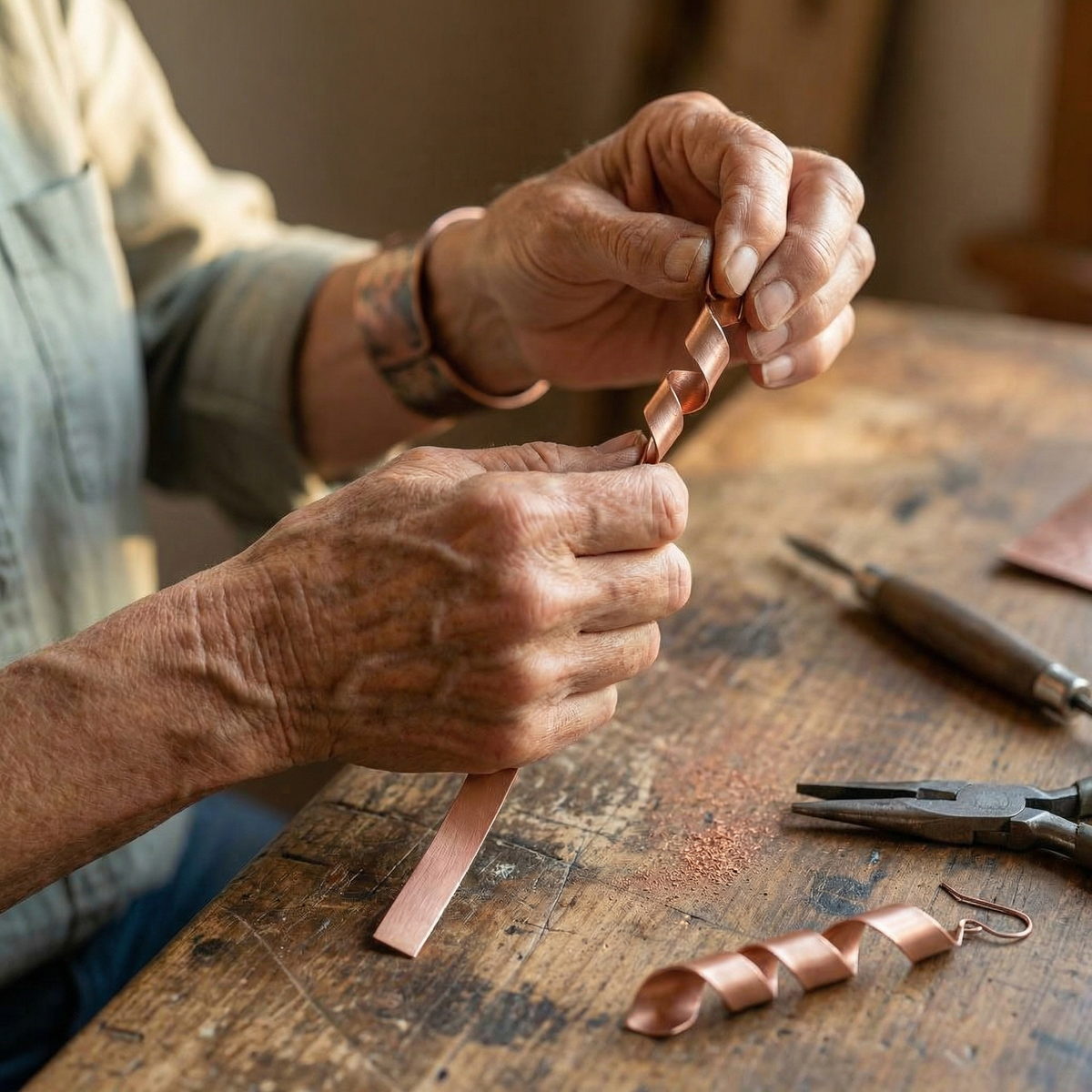 Aretes Colgantes de Cobre