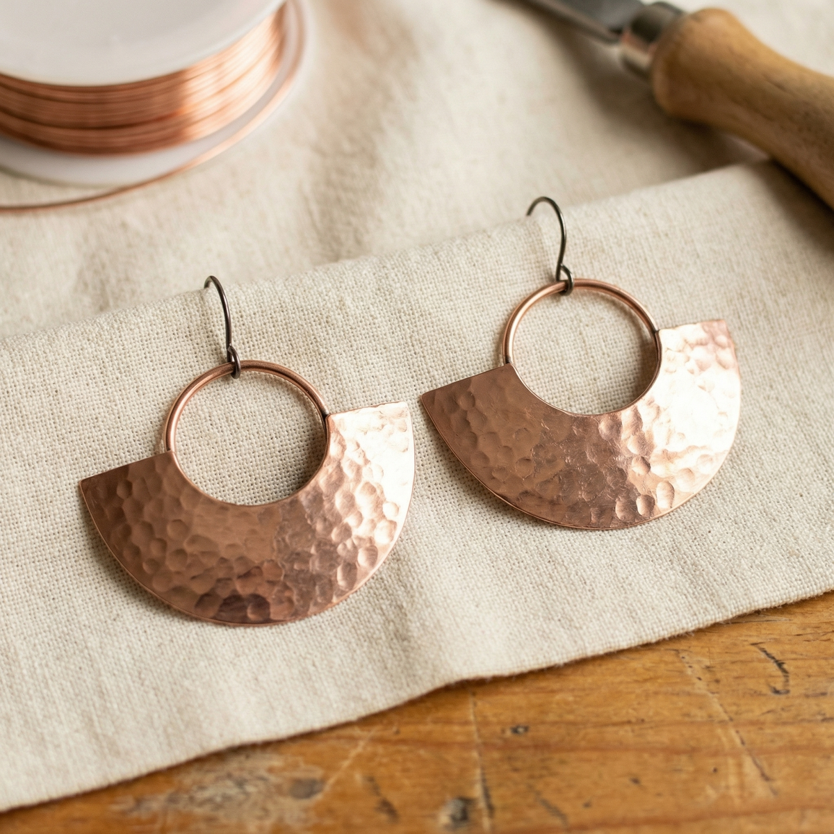 Aretes de Cobre Media Luna