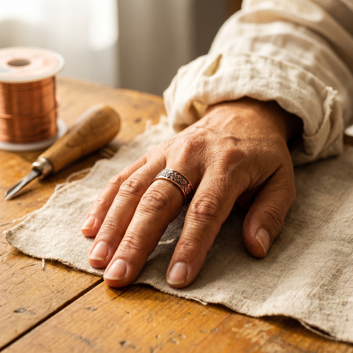 Anillo de Cobre Floral
