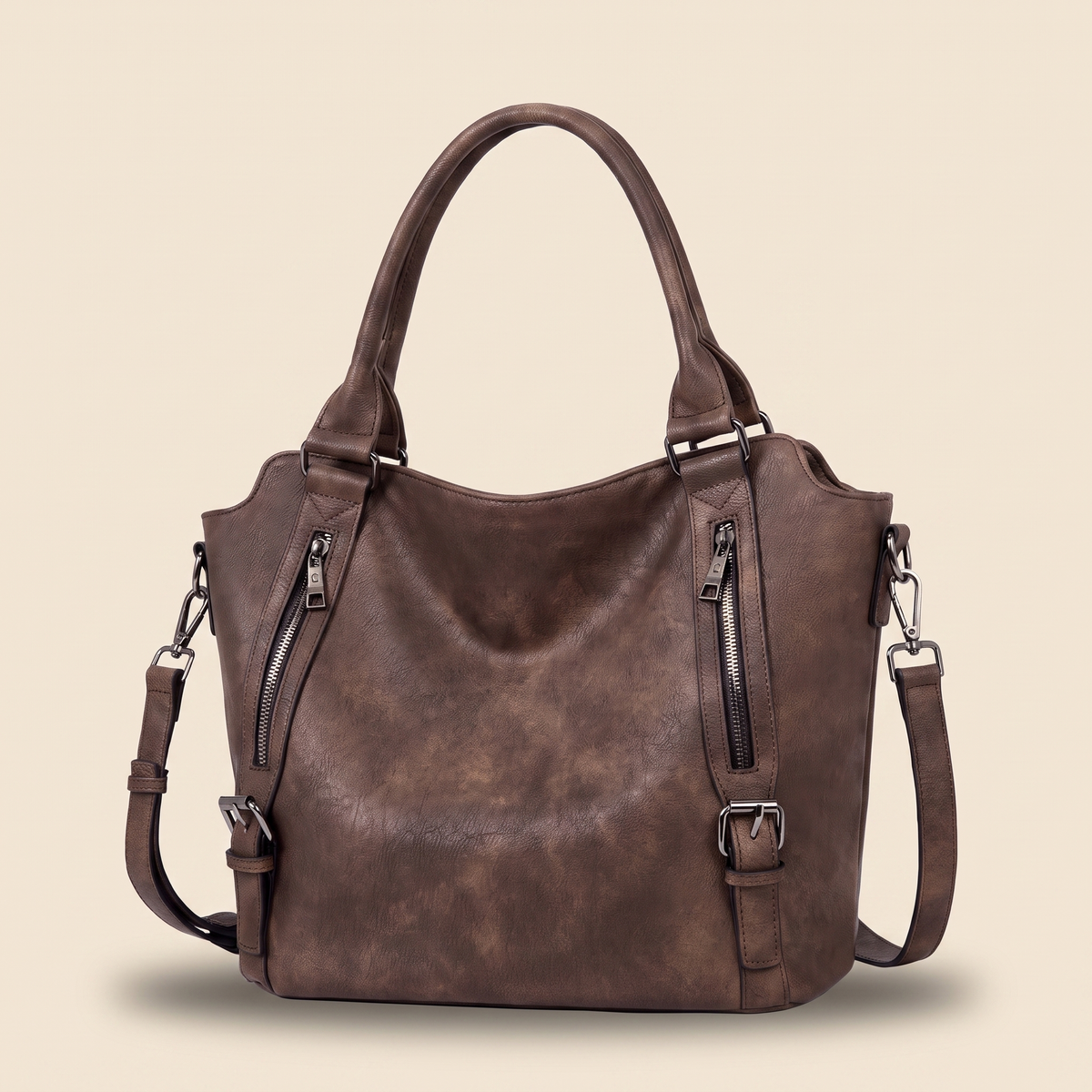 Bolso Tote Retro de Gran Capacidad sobre fondo crema