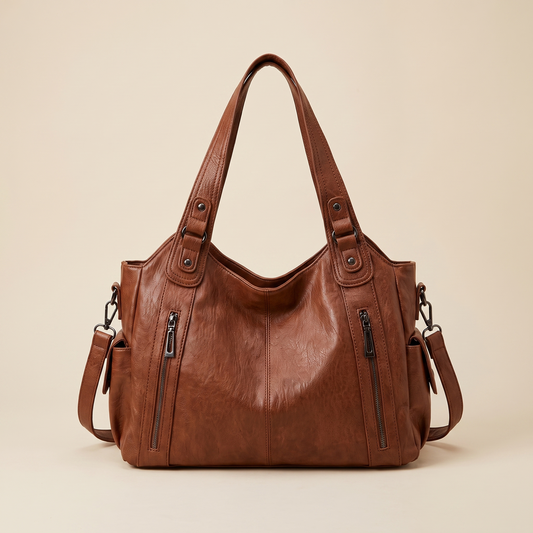 Bolso Tote de Gran Capacidad con Remaches sobre fondo crema