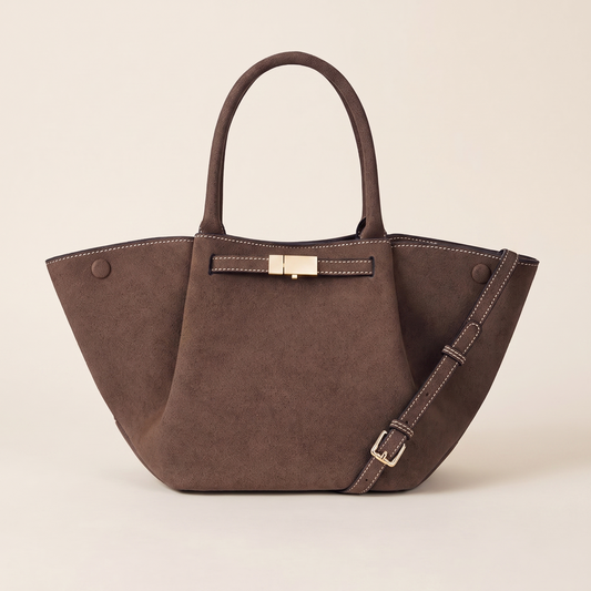 Bolso Tote Vintage de Ante Sintético sobre fondo crema