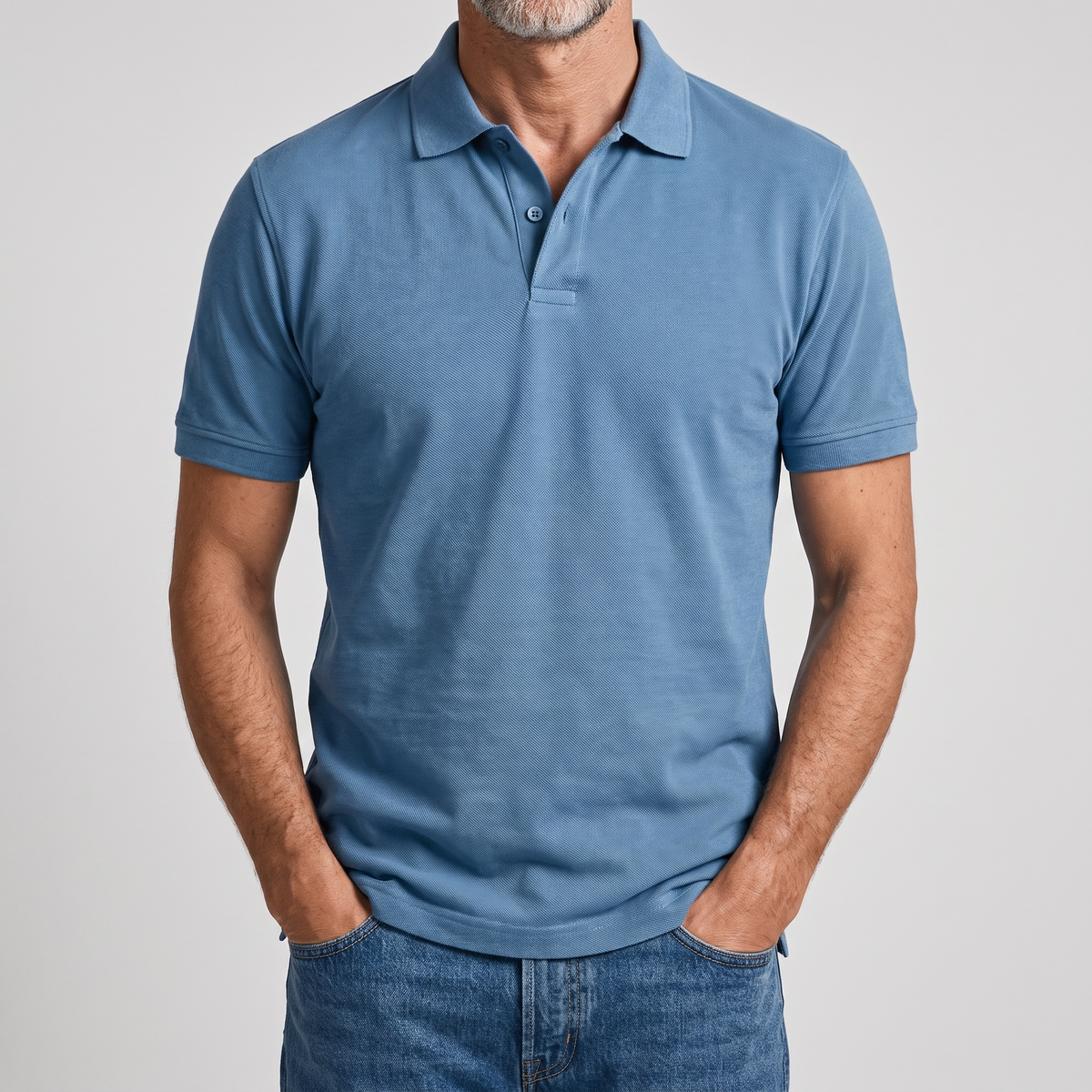 Polo de Punto Texturizado Casual-Polished con fondo gris claro