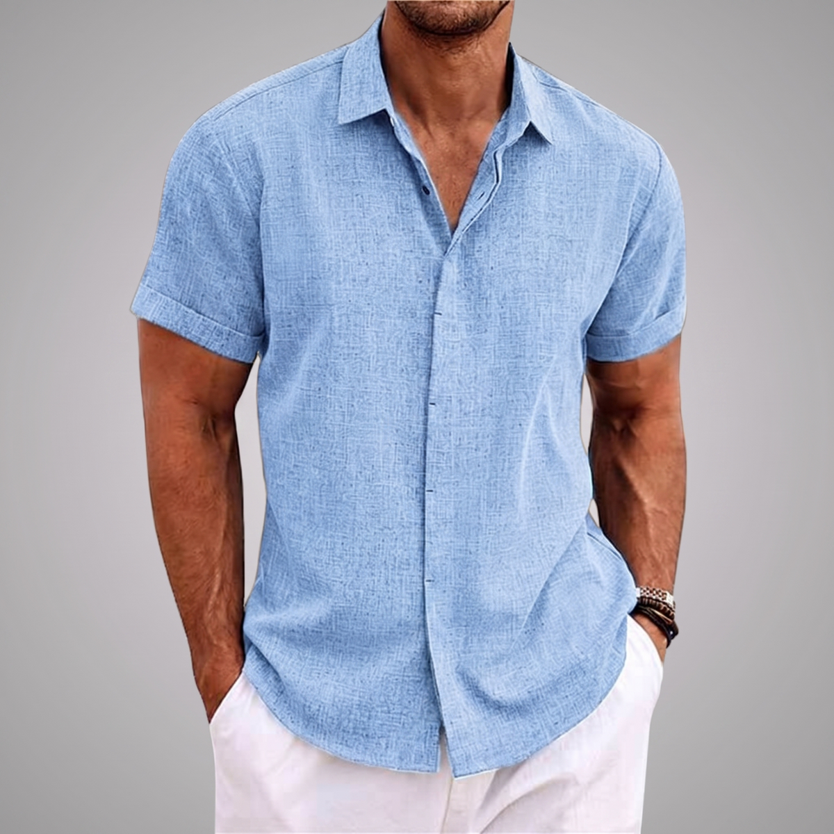 Camisa de Elegancia Distintiva con fondo gris claro