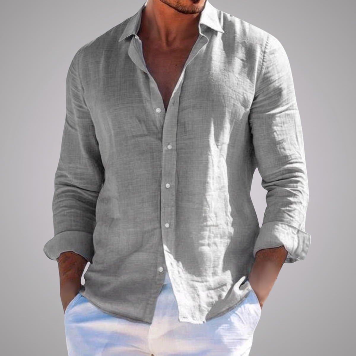 Camisa de Corte Holgado con fondo gris claro