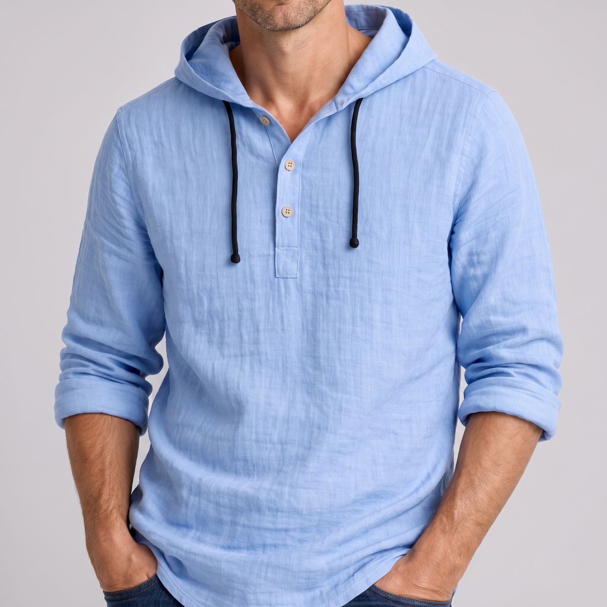 Gabriel Camisa de Lino Dante con fondo gris claro