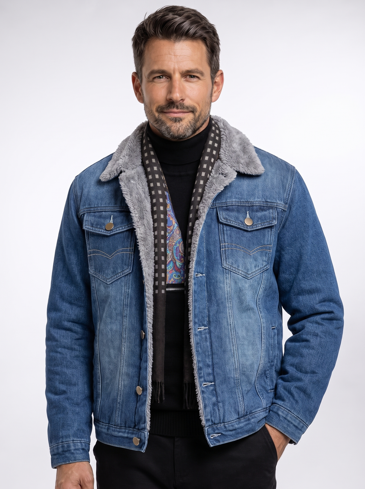 Chaqueta Vaquera Acolchada Premium con fondo claro tipo estudio