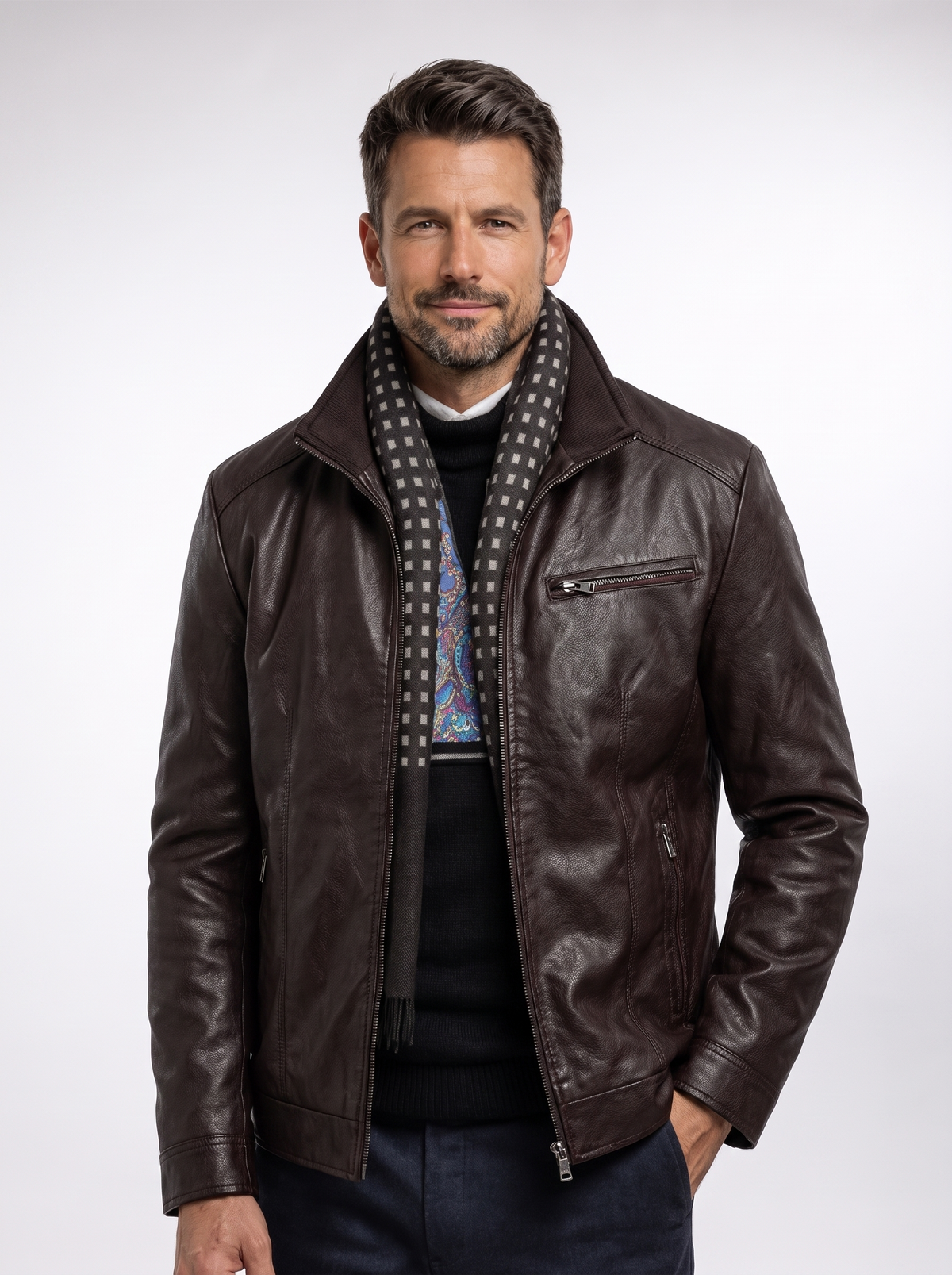 Chaqueta Torino Azul Marino con fondo claro tipo estudio