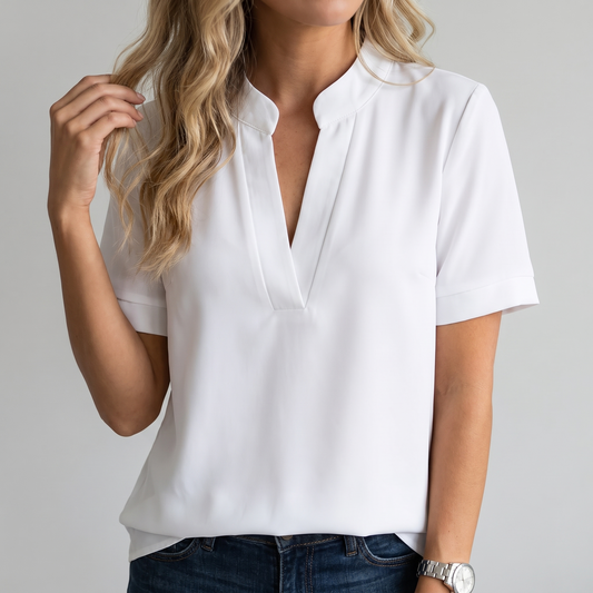 Blusa Beatrice Escote en V con fondo gris claro