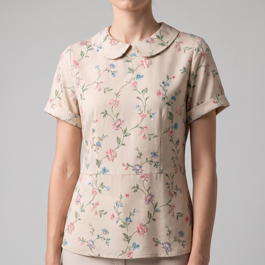 Camisa Livia Vintage Casual con fondo gris claro