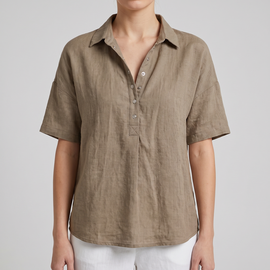Blusa Maristelle con Botones con fondo gris claro