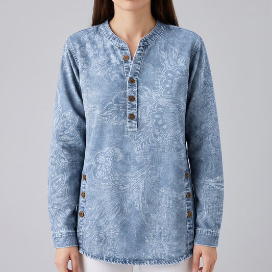 Blusa Sophie con Botones con fondo gris claro
