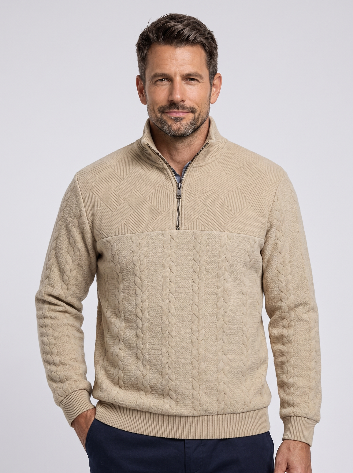 Jersey Camden Cuarto Cremallera con modelo