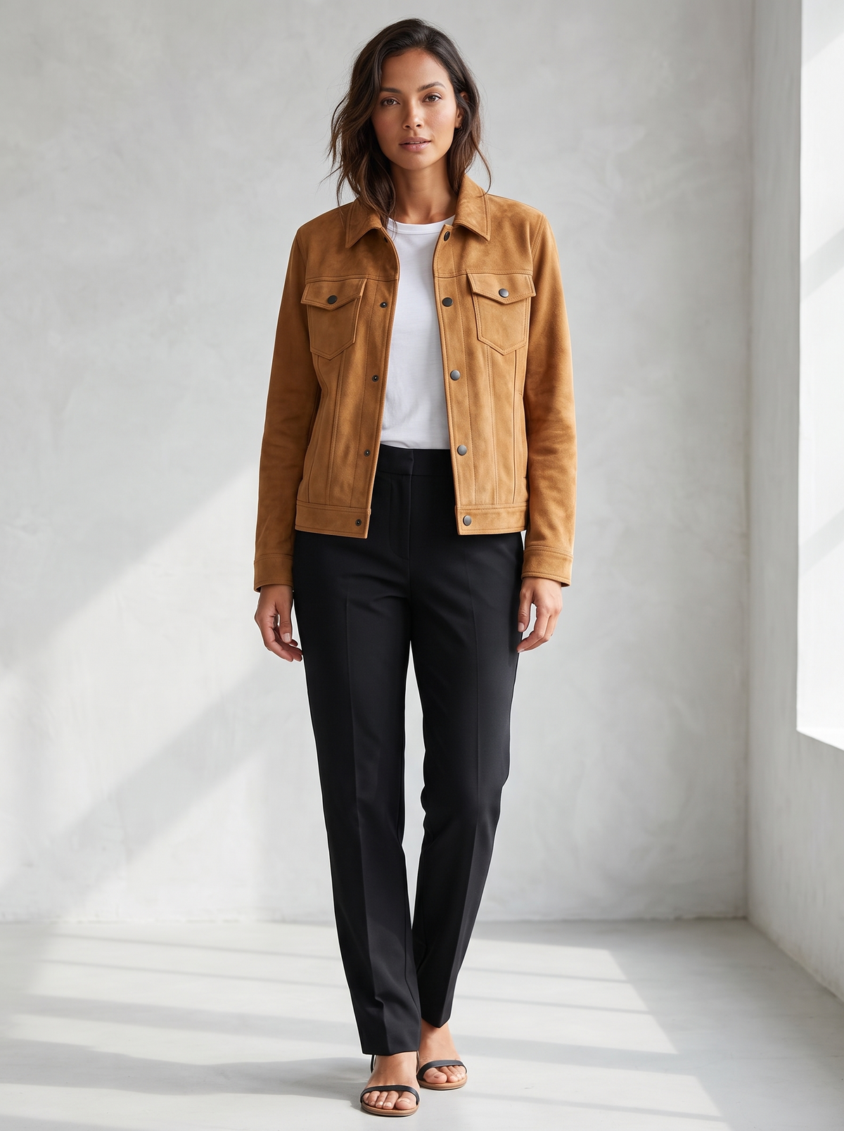 Chaqueta Beverly de Ante Retro con modelo