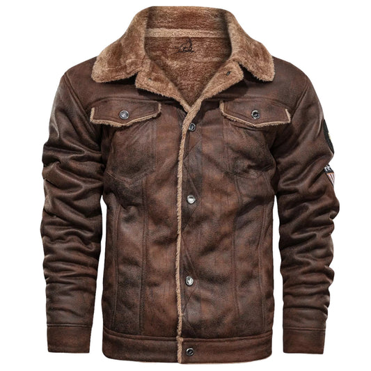 GRETE - Abrigo retro con forro de felpa para hombre