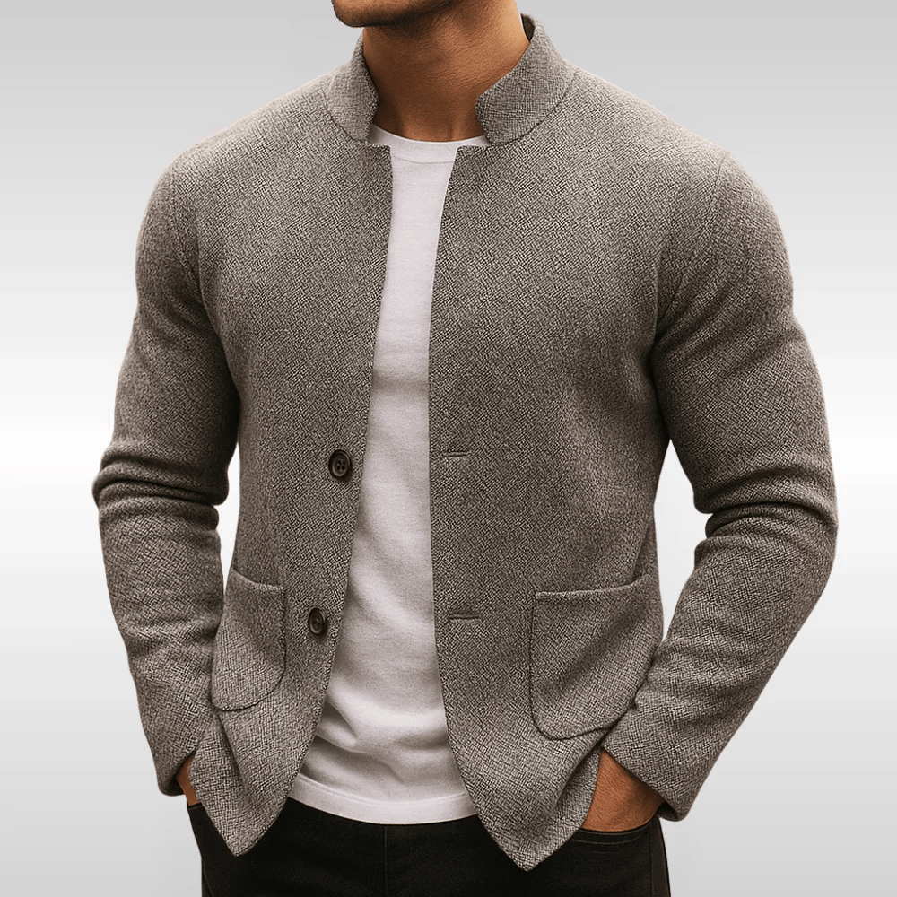 Chaqueta de Punto con Cuello Mandarín