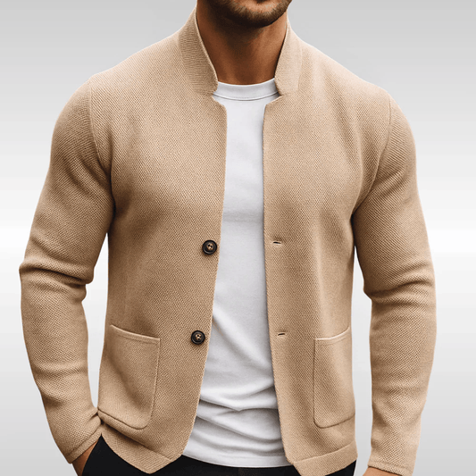 Chaqueta de Punto con Cuello Mandarín