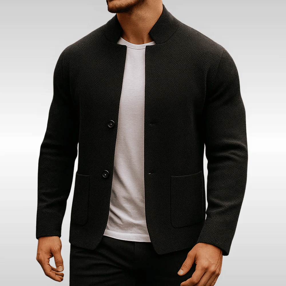 Chaqueta de Punto con Cuello Mandarín