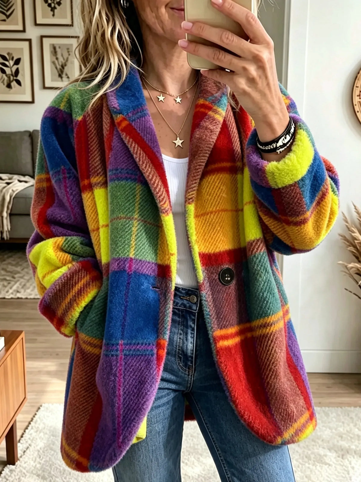 Claudette | Abrigo Arka de Cuadros Multicolor