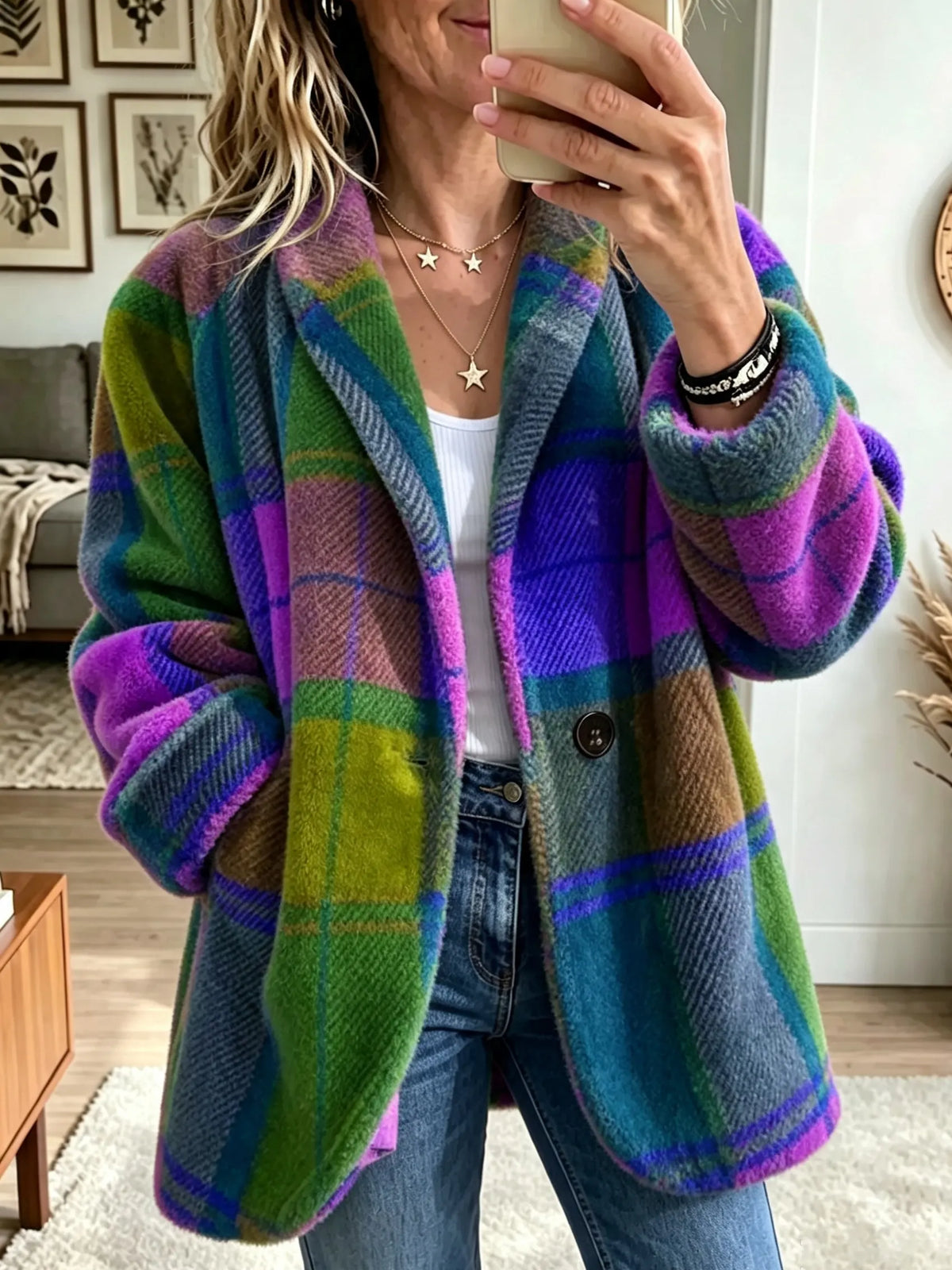 Claudette | Abrigo Arka de Cuadros Multicolor