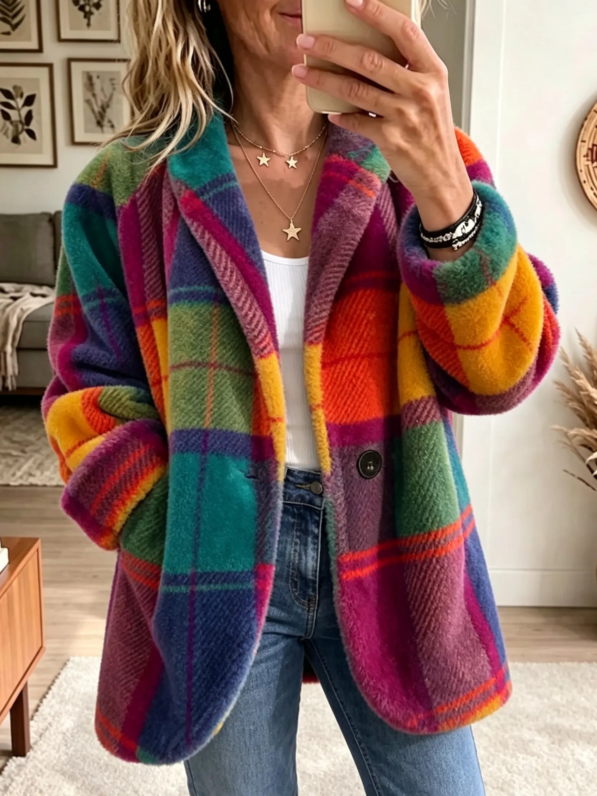 Claudette | Abrigo Arka de Cuadros Multicolor
