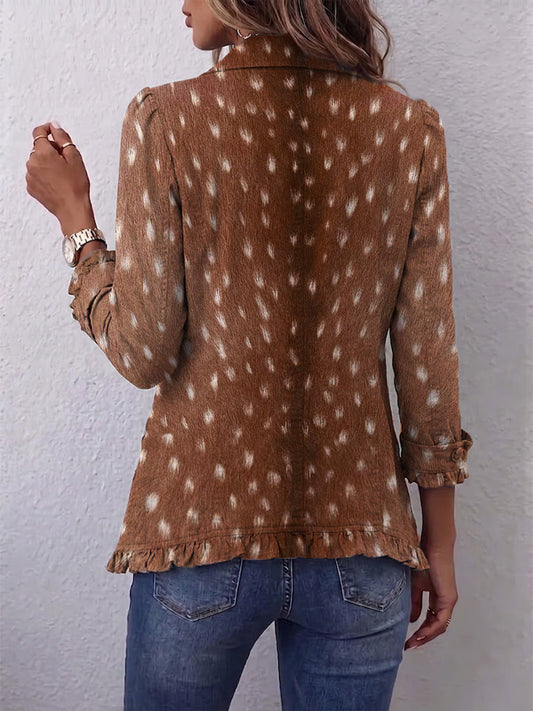 Felisa | Chamarra estampado animal con volantes