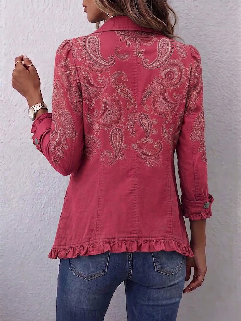 Milagros | Chamarra cachemira rosa con volantes