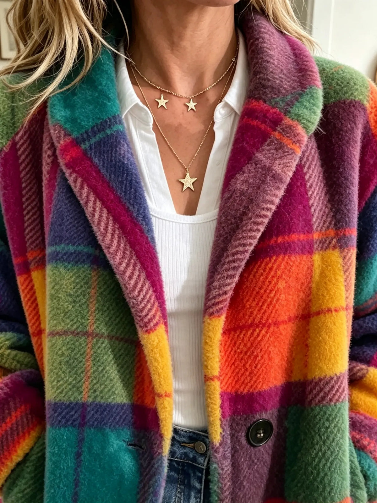 Claudette | Abrigo Arka de Cuadros Multicolor