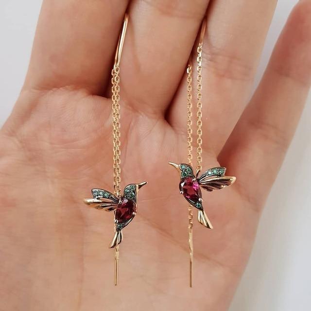 Colgante Chapado en Oro con formas de Colibrí