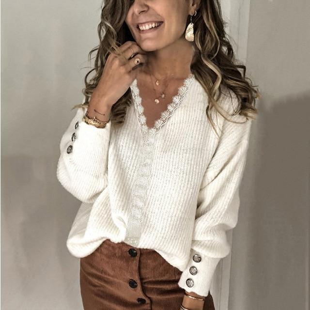 Jersey Elegante con Detalles de Encaje
