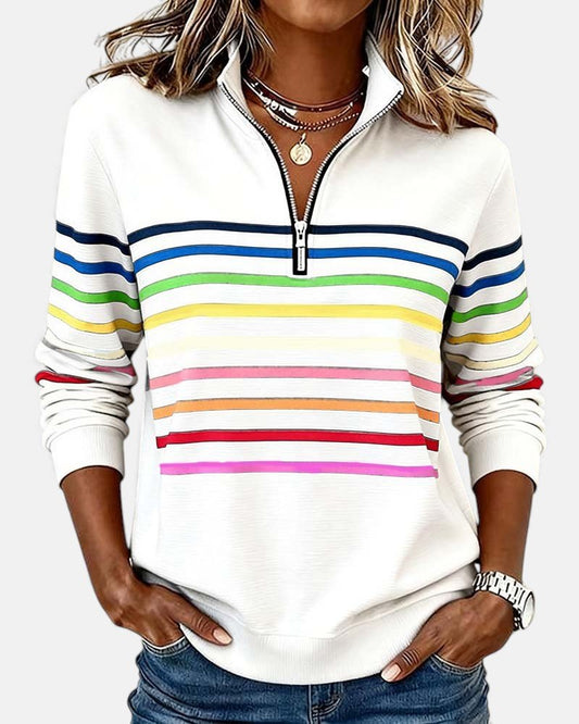 Jeanette | Sudadera de Rayas con Cuello con Cierre